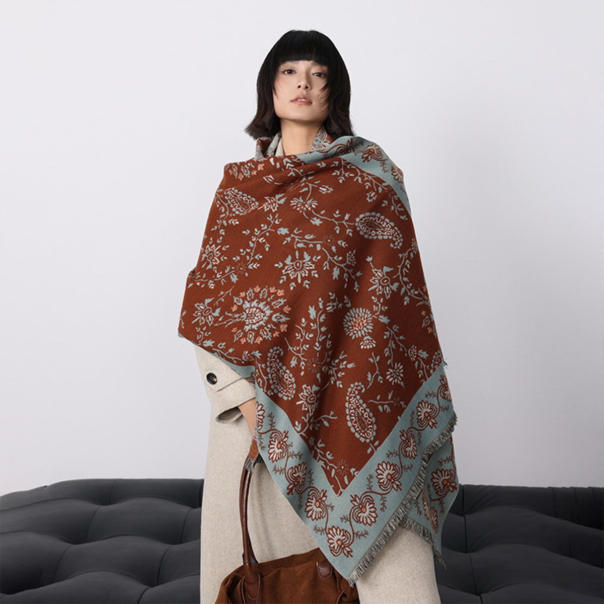 Cashmere Throw Blanket - Luxo inverno imitação de caxemira caju