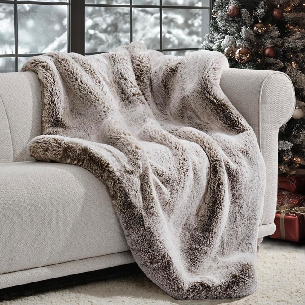 Cashmere Throw Blanket - Cobertor luxuoso de pele sintética de